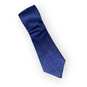 Canali men's tie in blue yellow small print silk tie